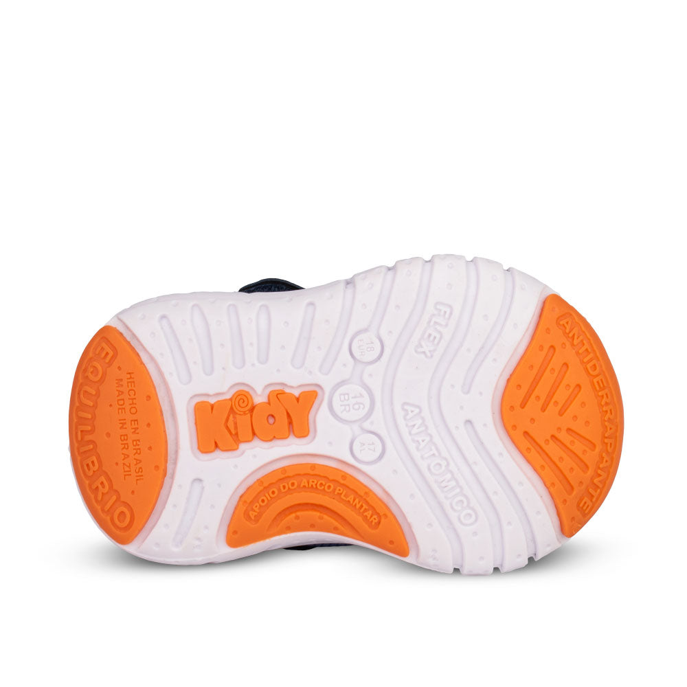 Tênis Infantil Menino Kidy Equilibrio Cinza e Azul Stone Conforto e Segurança