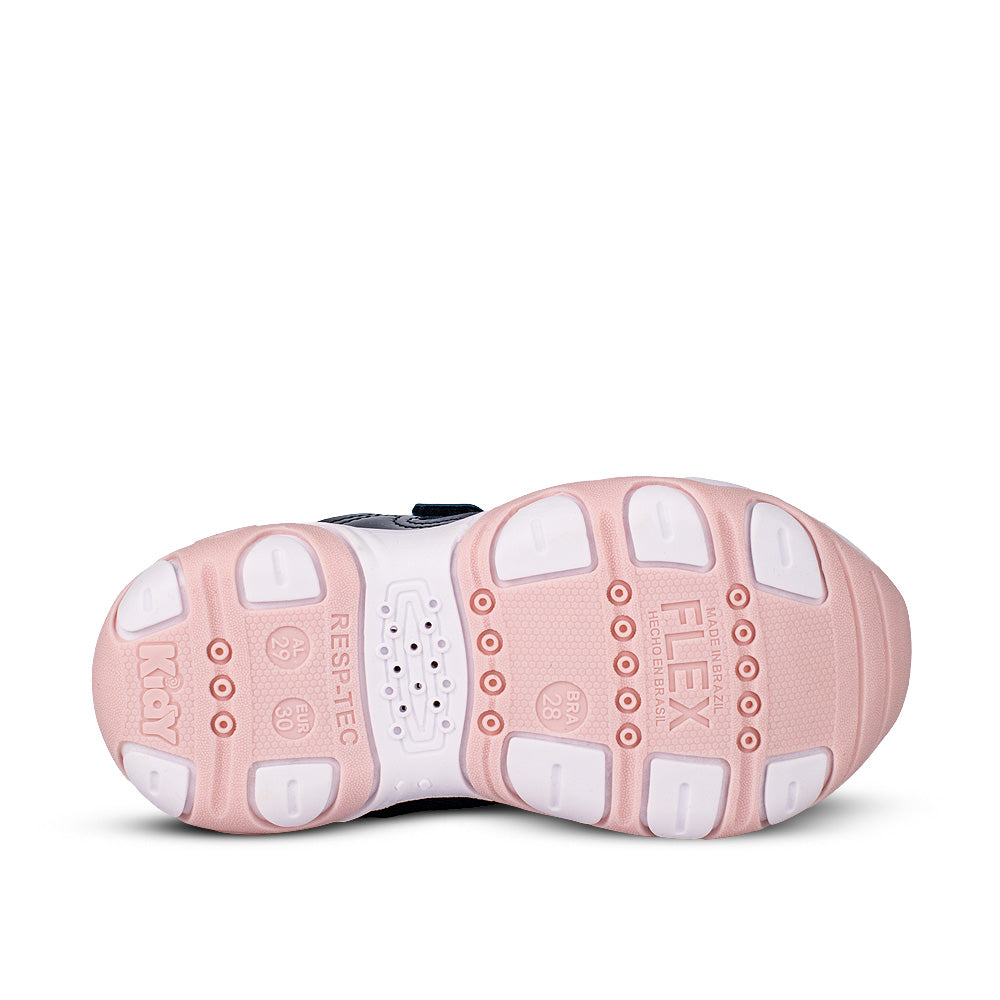 "Tênis Infantil Menina Kidy Play Respitec Marinho Respirável Fechamento Velcro