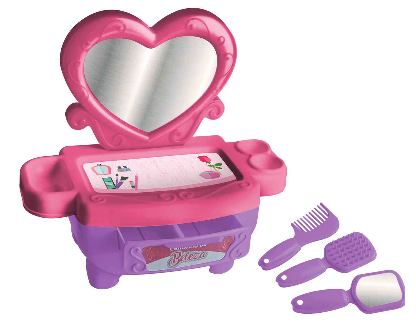 Brinquedo Penteadeira Infantil Cantinho da Beleza Rosa e Roxa - Kidy