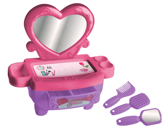 Brinquedo Penteadeira Infantil Cantinho da Beleza Rosa e Roxa - Kidy