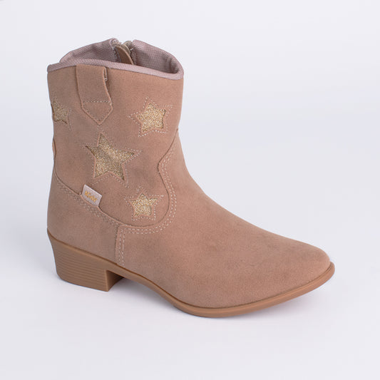 Bota Infantil Kidy Estrelas Dourado Bege