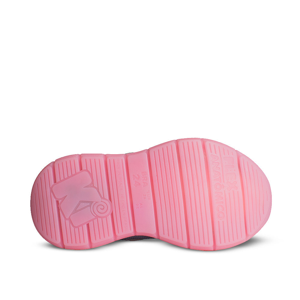Tênis Infantil Menina Kidy Flex Light Prata com LED Delicado Escolar