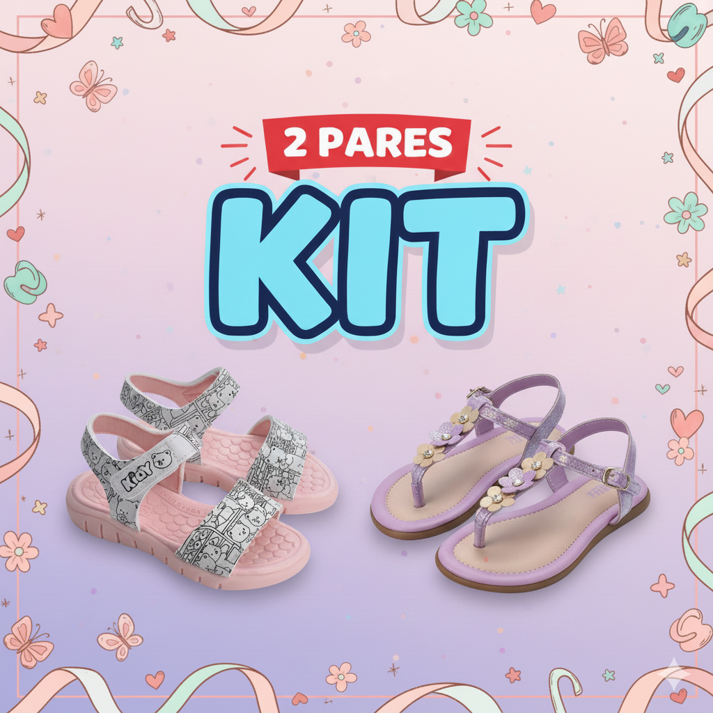 Kit Meninia Infantil Sandália Capivara e Sandália Kidy Goods