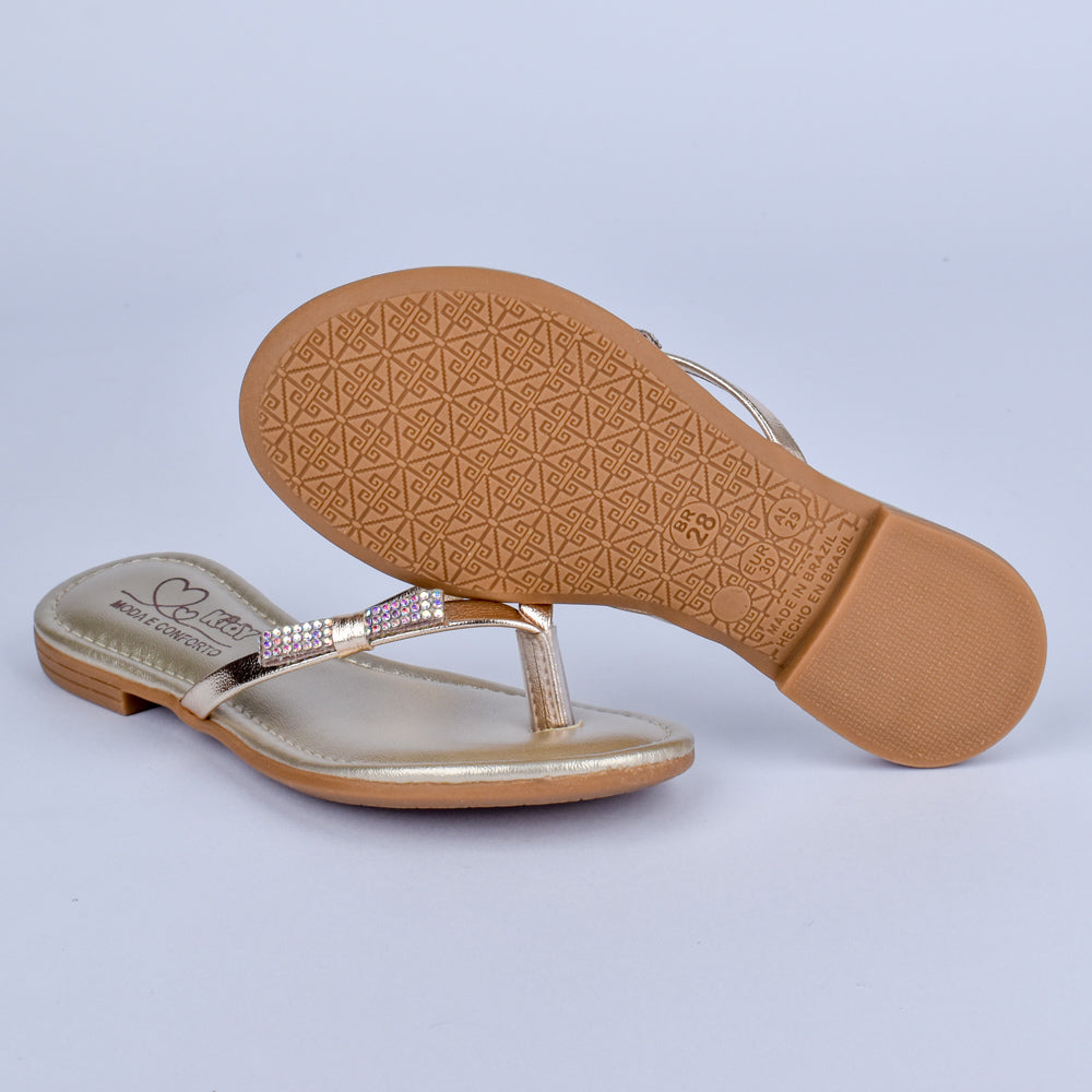 SANDÁLIA INFANTIL MENINA KIDY FLAT IBIZA OURO