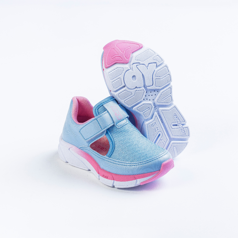 TÊNIS MENINA KIDY ENERGY BABY RESPITEC AZUL CLARO/ROSA Kidy