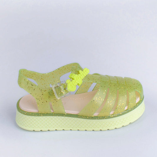 Sandália Infantil Kidy Belinha Gloss Amarelo com Glitter Brilho e Conforto - Kidy Calçados - Sandália e Papete