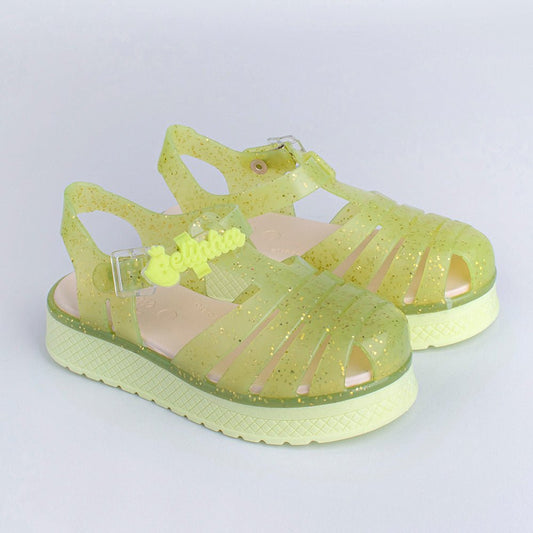 Sandália Infantil Kidy Belinha Gloss Amarelo com Glitter Brilho e Conforto - Kidy Calçados - Sandália e Papete
