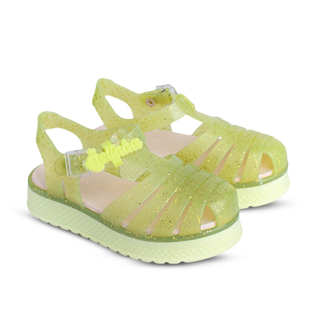 Sandália Infantil Kidy Belinha Gloss Amarelo com Glitter Brilho e Conforto - Kidy Calçados - Sandália e Papete