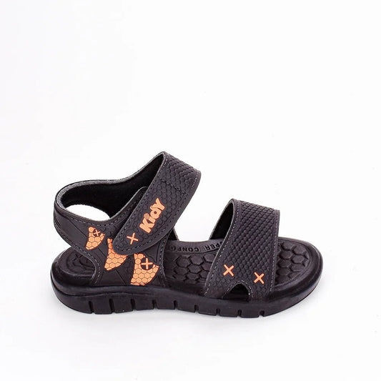 Sandália Infantil Kidy Toys Com Brinquedo Surpresa Preto Laranja Neon - Kidy Calçados - Sandália e Papete