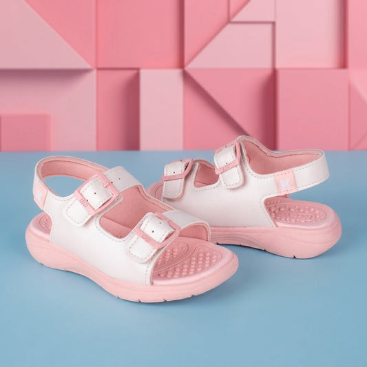 Sandália Infantil Menina Kidy Fly Baby Branco/Rosa Primeiros Passos - Kidy Calçados -