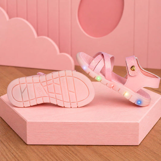 Sandália Infantil Menina Kidy Wave Light Nude com Luz - Kidy Calçados -