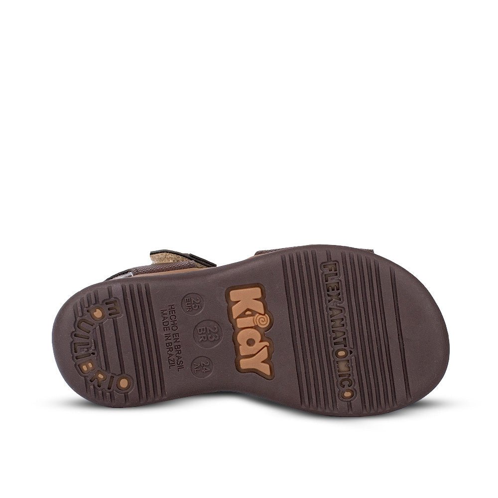 Sandália Infantil Menino Kidy Baby Café e Caramelo com Velcro Primeiros Passos 18 ao 24 - Kidy Calçados -
