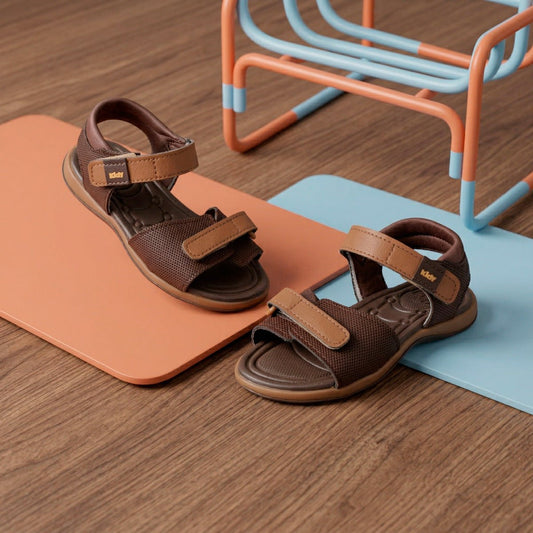 Sandália Infantil Menino Kidy Baby Café e Caramelo com Velcro Primeiros Passos 18 ao 24 - Kidy Calçados -