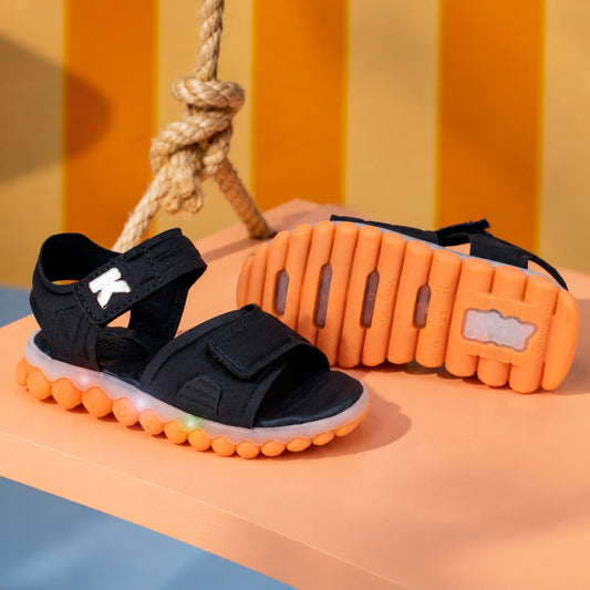 Sandália Infantil Menino Kidy Pisca Pisca Marinho Laranja Luz E Led - Kidy Calçados -
