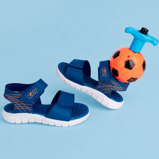 Sandália Infantil Menino Kidy Toys Azul com Bola Peão Musical Copa e Futebol - Kidy Calçados -