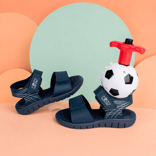 Sandália Infantil Menino Kidy Toys Marinho com Bola Peão Musical Copa e Futebol - Kidy Calçados -