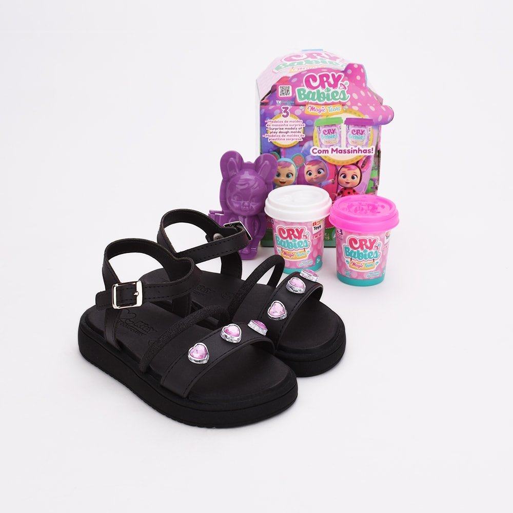 Sandália Menina Infantil Kidy Mini Flat Form Preto - Kidy Calçados -