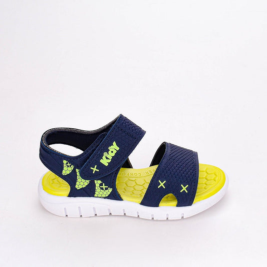 SANDÁLIA PAPETE MENINO KIDY TOYS MARINHO/AMARELO NEON + OVO SURPRESA - Kidy Calçados - Sandália e Papete