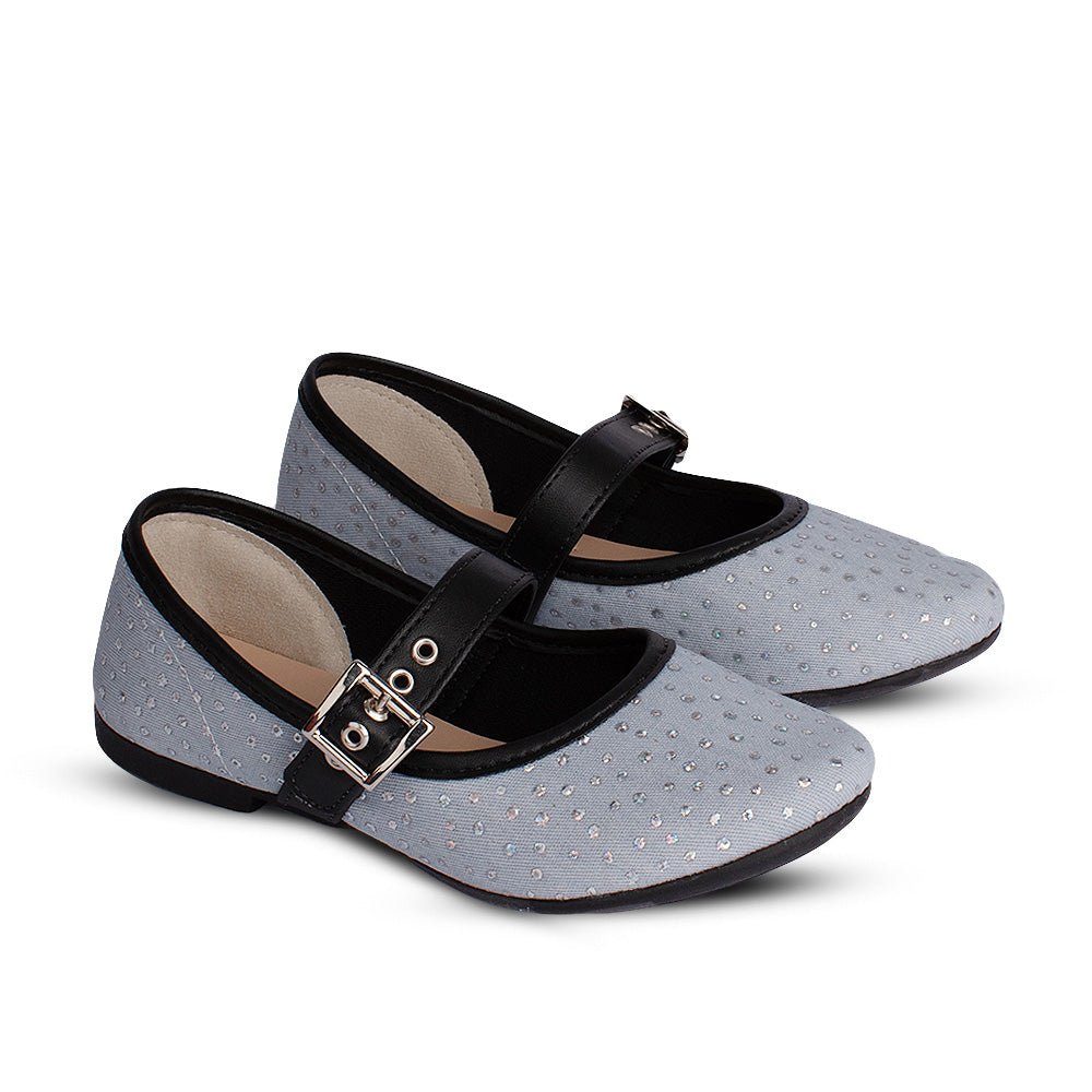 Sapatilha Bailarina Kidy Soft Brilho Jeans Preto - Respirável Confortável - Kidy Calçados - Sapatilha