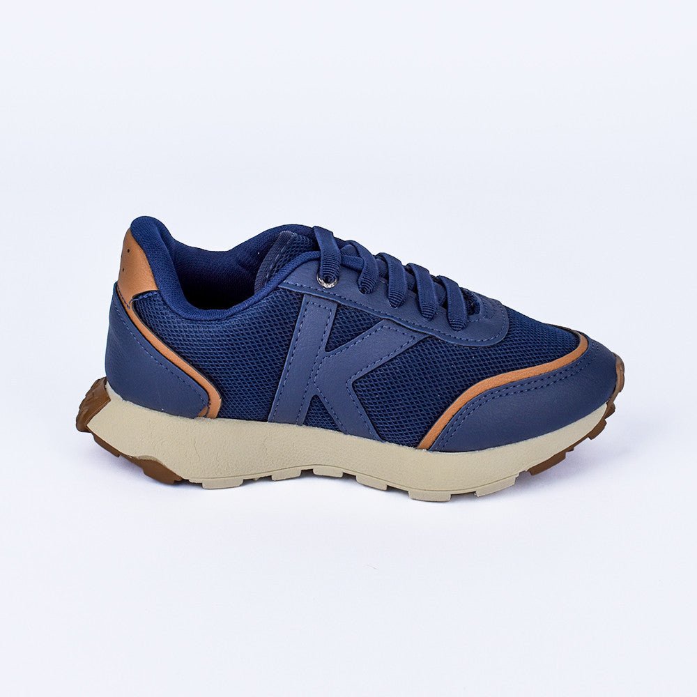 TENIS CASUAL MENINO K360 JOGGER MARINHO/CARAMELO - Kidy Calçados - Tênis