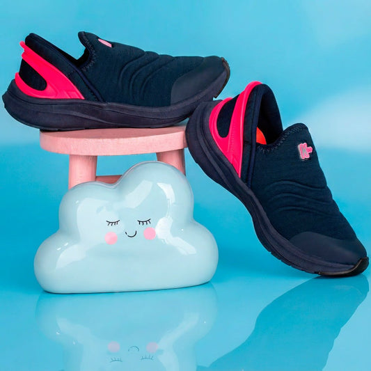 Tênis Infantil Feminino Kidy K360 Energy 2 Marinho e Pink Neon - Kidy Calçados - Tênis