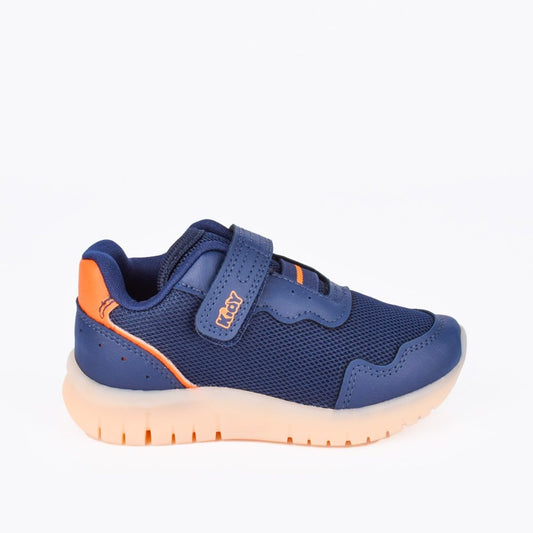 Tênis Infantil Kidy de Luz Light Fun Azul e Laranja - Resistente e Versátil - Kidy Calçados - Tênis