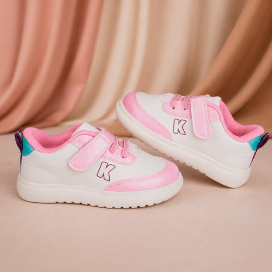 Tênis Infantil Kidy Soft Off White e Rosa Casual Leve Macio - Kidy Calçados -