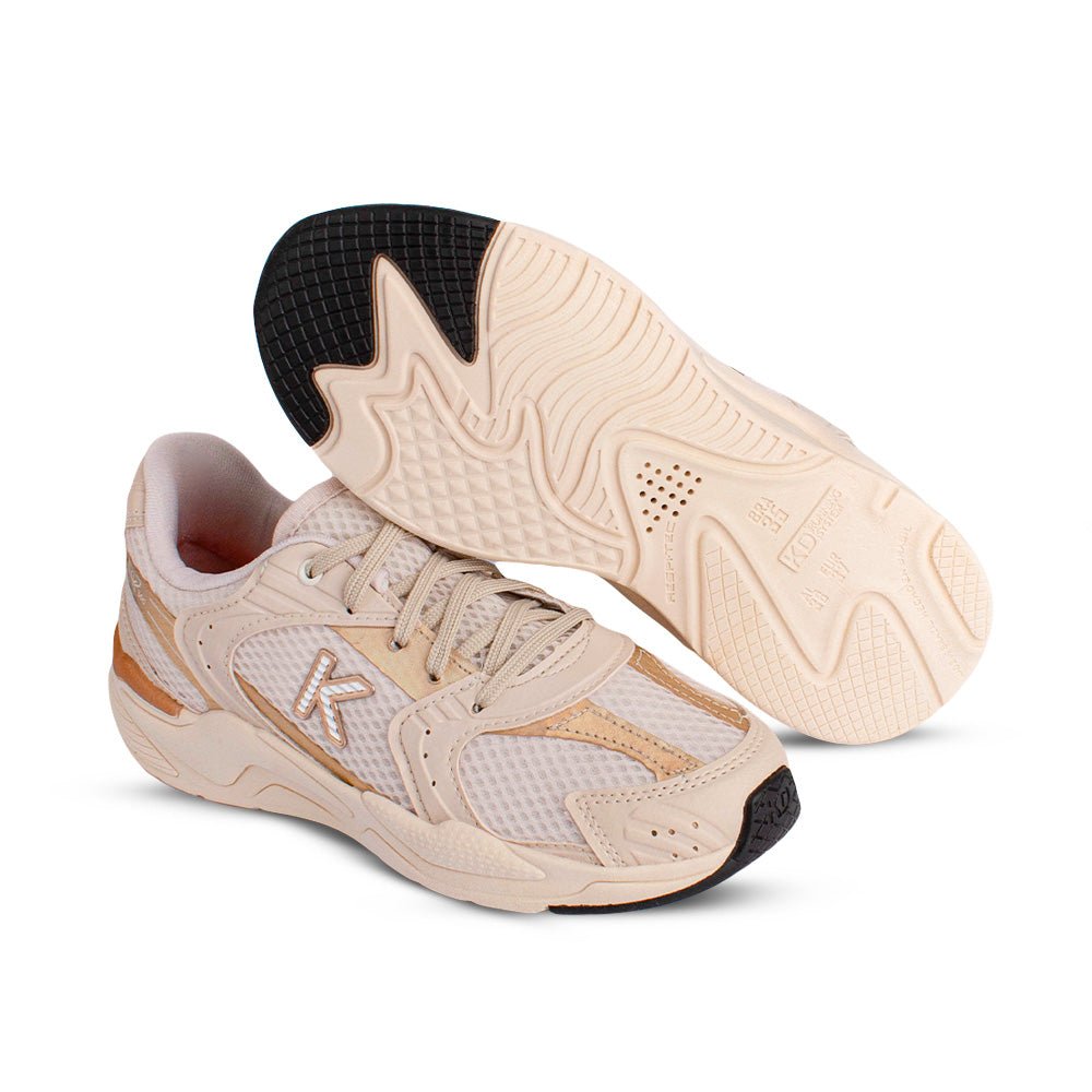Tênis Infantil Menina K360 Kidy Retro Casual Marfim e Ouro - Kidy Calçados -