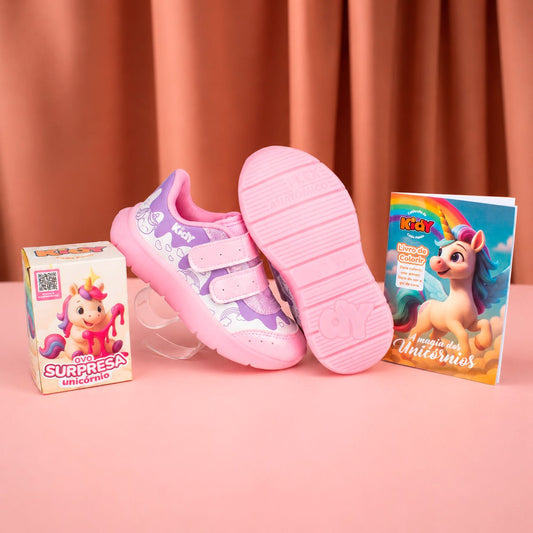Tênis Infantil Menina Kidy Baby Flex Rosa Unicórnio Brindes - Kidy Calçados -