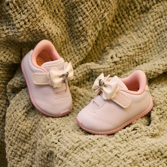 Tênis Infantil Menina Kidy Bebê Casual Branco Laço Rosa Delicado - Kidy Calçados -