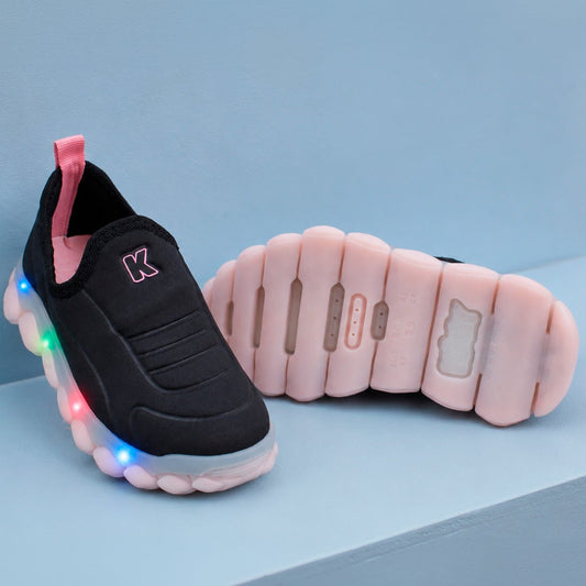 Tênis infantil Menina Kidy Brinca Flex Preto Luz E Led - Kidy Calçados -