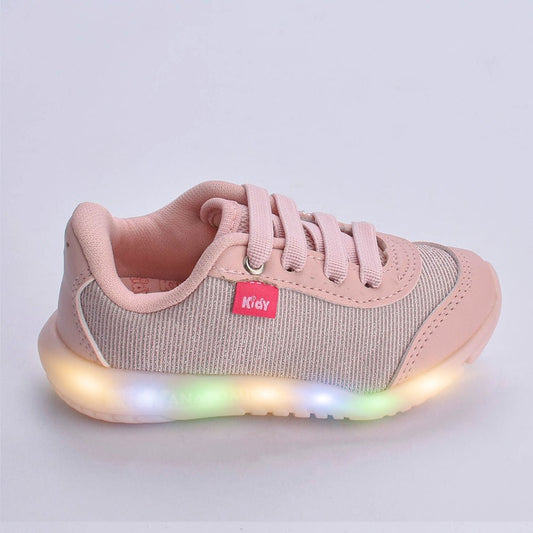 Tênis infantil Menina Kidy de Luz Flex Light Nude - Kidy Calçados - Tênis