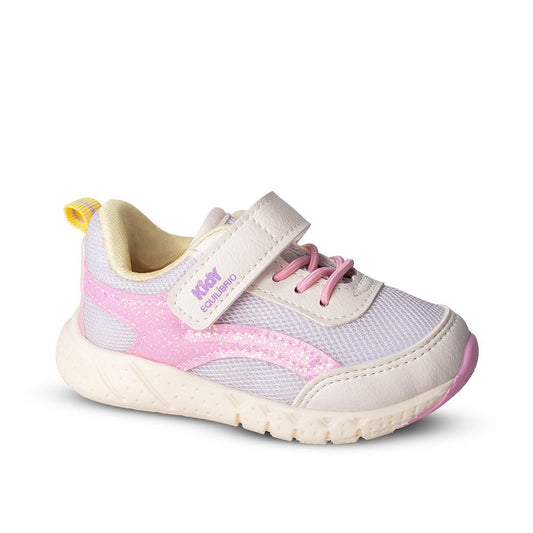 Tênis Infantil Menina Kidy Equilíbrio Off White/Rosa Delicado Primeiros Passos - Kidy Calçados -