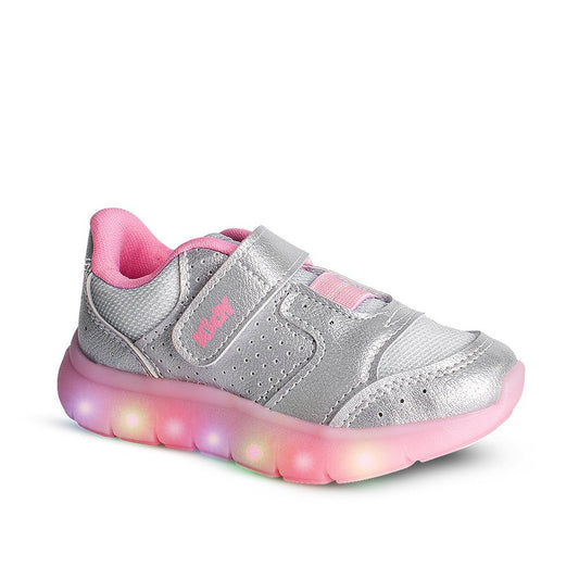 Tênis Infantil Menina Kidy Flex Light Prata com LED Delicado Escolar - Kidy Calçados -