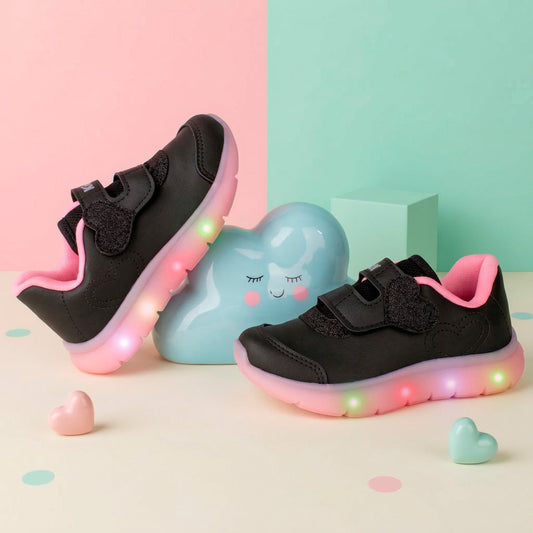 Tênis Infantil Menina Kidy Flex Light Preto Velcro Escolar Anatômico - Kidy Calçados -