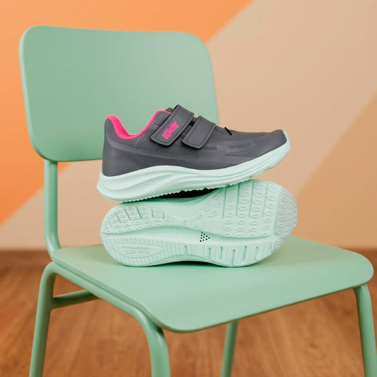 Tênis Infantil Menina Kidy Grafite/Verde Agua Super Conforto Leve - Kidy Calçados -