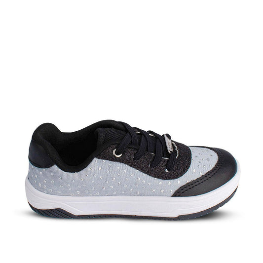 Tênis Infantil Menina Kidy Happy Jeans e Preto Estiloso Confortável - Kidy Calçados - Tênis
