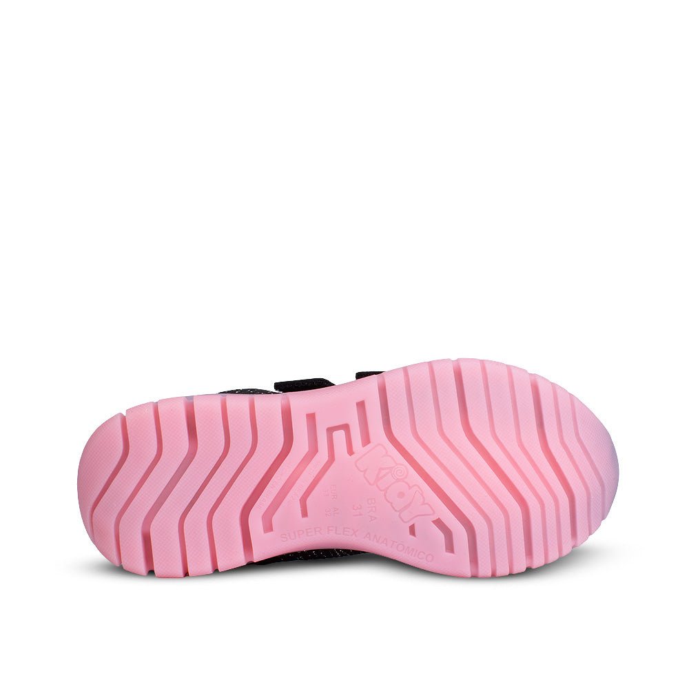 Tênis Infantil Menina Kidy Light Fun Led Preto Pisca - Pisca e Velcro Duplo - Kidy Calçados -