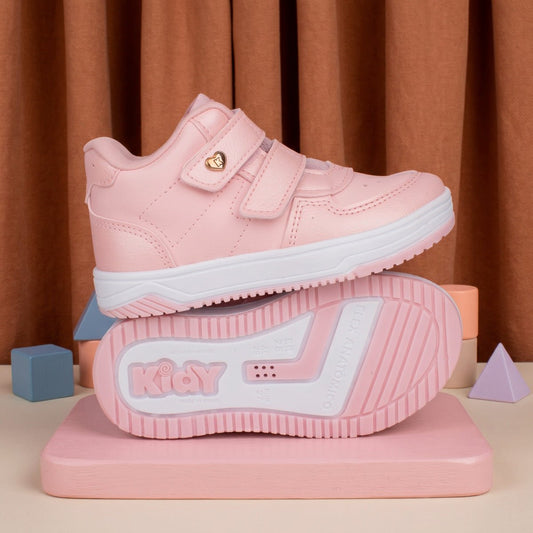 Tênis Infantil Menina Kidy Nude Happy Velcro Duplo Cano Alto Confortável Leve - Kidy Calçados -