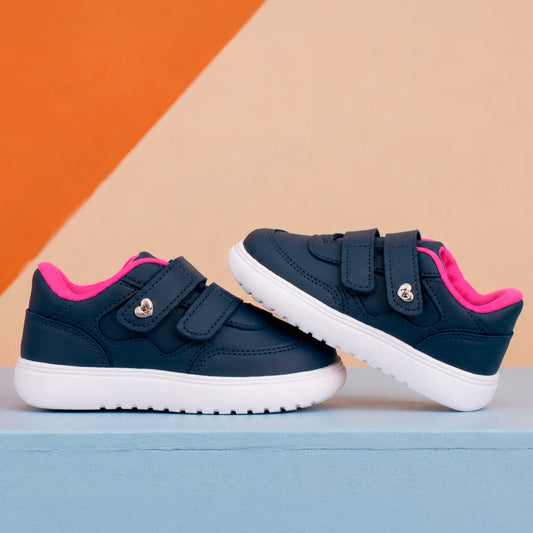 Tênis Infantil Menina Kidy Soft Marinho/Pink Casual Fecho Duplo e Conforto - Kidy Calçados -