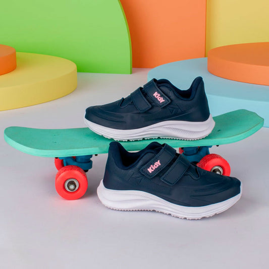 Tênis Infantil Menina Kidy Super Conforto Respitec Marinho/Rosa Tecnologia Respirável - Kidy Calçados -