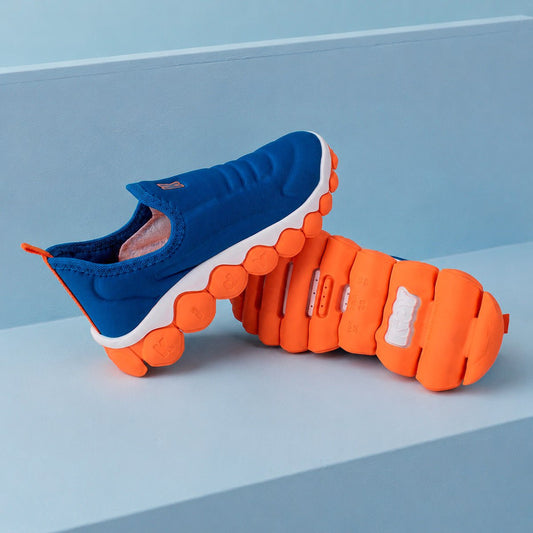 Tênis Infantil Menino Kidy Brinca Flex Ultra Flexível Azul Royal e Laranja - Kidy Calçados -