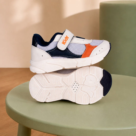 Tênis Infantil Menino Kidy Energy Baby Respitec Off White/Marinho Moderno - Kidy Calçados -