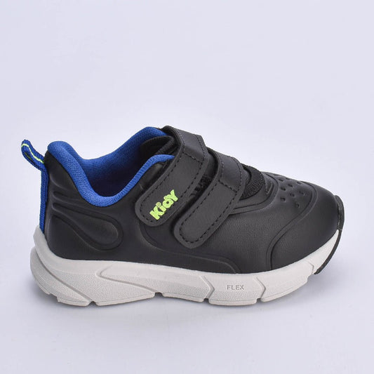 Tênis Infantil Menino Kidy Energy Baby Respitec Preto Azul e Amarelo Neon - Kidy Calçados - Tênis