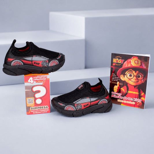 Tênis Infantil Menino Kidy Energy Baby Respitec Preto Bombeiro - Kidy Calçados - Tênis