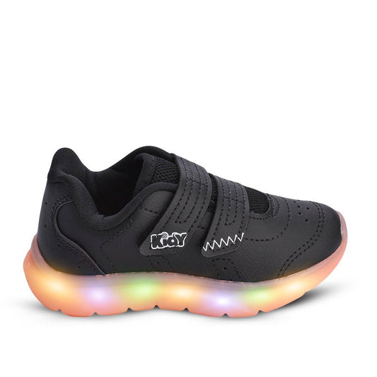 Tênis Infantil Menino Kidy Flex Light Preto/Laranja Neon Leve e Confortável - Kidy Calçados - Tênis