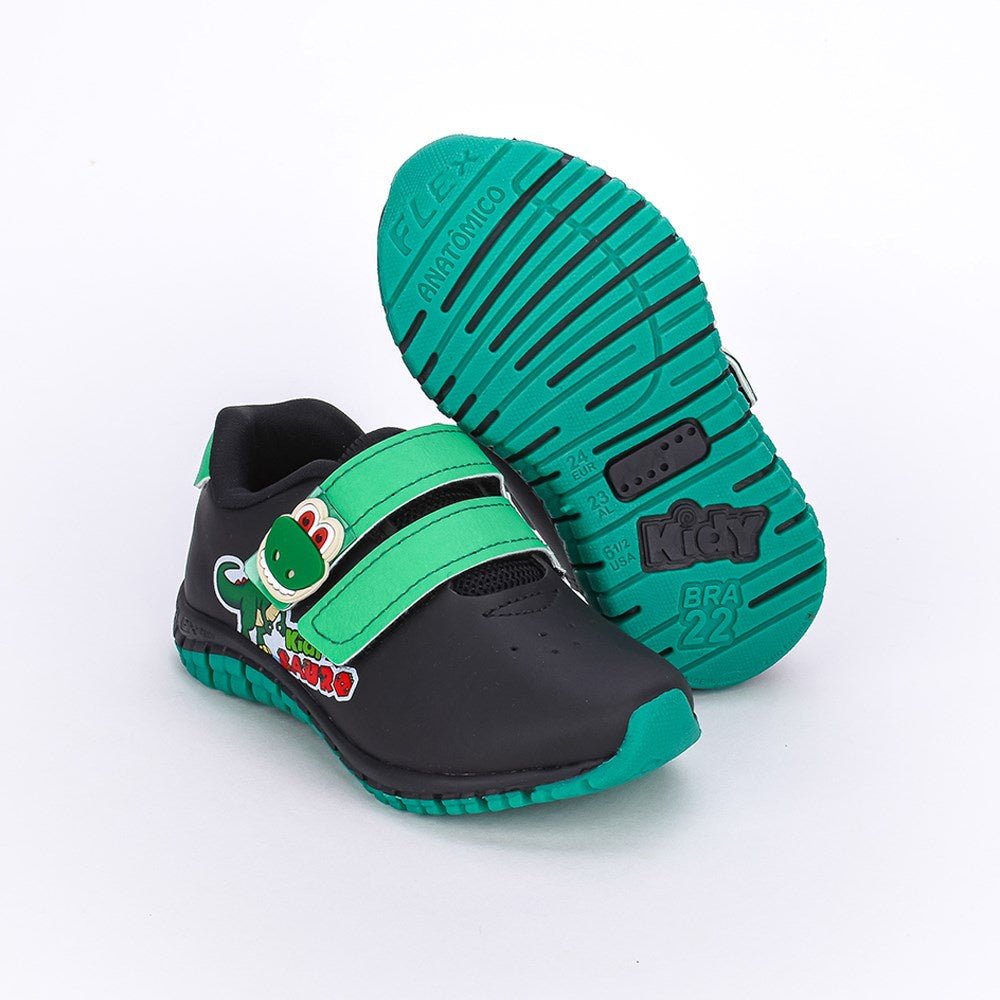 TÊNIS INFANTIL MENINO KIDY FLEX PRETO/VERDE + BRINQUEDO - Kidy Calçados - Tênis