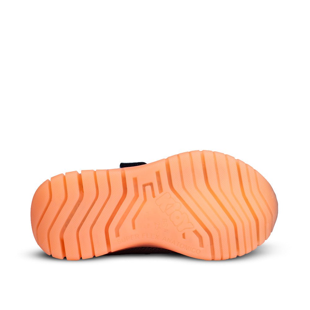 Tênis Infantil Menino Kidy Light Fun Marinho Grafite e Laranja Neon Pisca - Pisca e Velcro - Kidy Calçados -