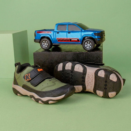 Tênis Infantil Menino Kidy Play Respitec Preto Verde Laranja com Velcro - Kidy Calçados -