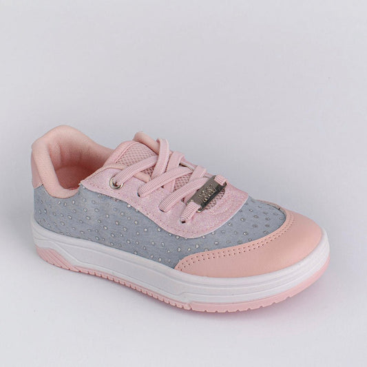 Tênis Kidy Menina Happy Jeans e Nude - Kidy Calçados - Tênis